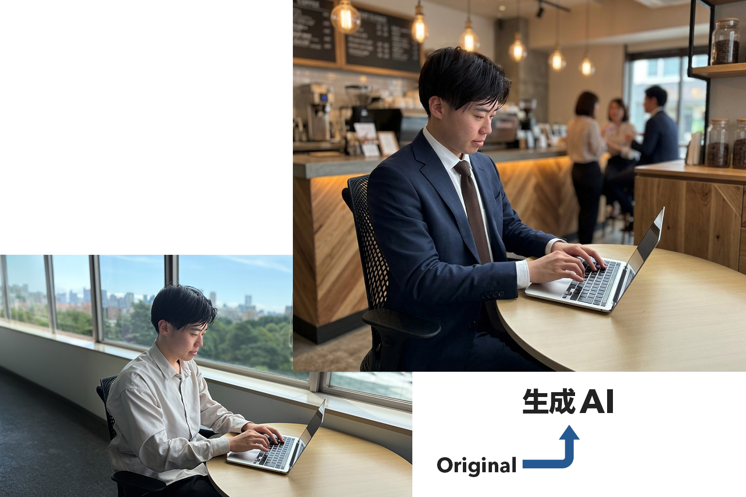 クライアント専用のデータベースや制作ルールを学習した画像生成AIを開発。専用UIと組み合わせることで、品質を保ちながら制作業務の効率化を実現します。